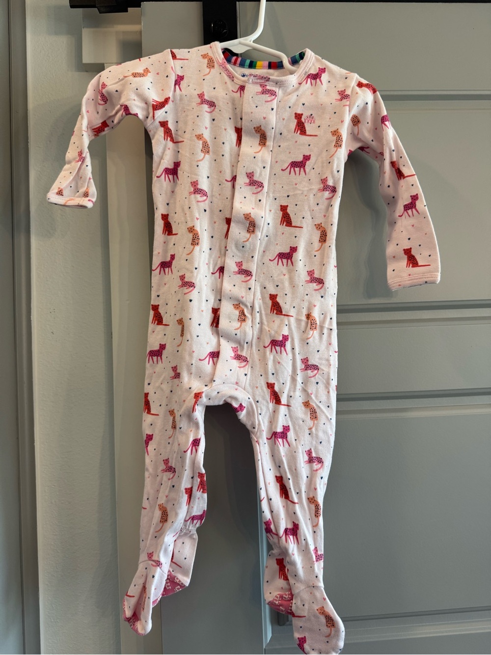 Magnetic Me Baby Sleeper One-Piece in Light Pink with Cat Print